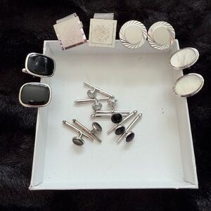 4 Pairs of Sophisticated Black&Silver Cufflinks 2 Anson, & 1 Dante Brand